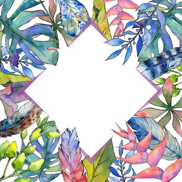 Tropikal Hawaii çerçeve bir suluboya tarzında bırakır..