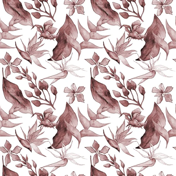 Tropical Hawaii leaves pattern in a watercolor style.