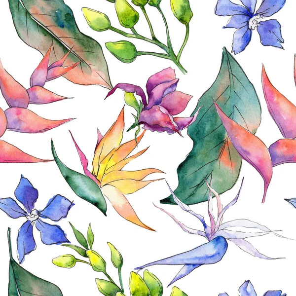 Tropikal Hawaii desen bir suluboya tarzında bırakır..