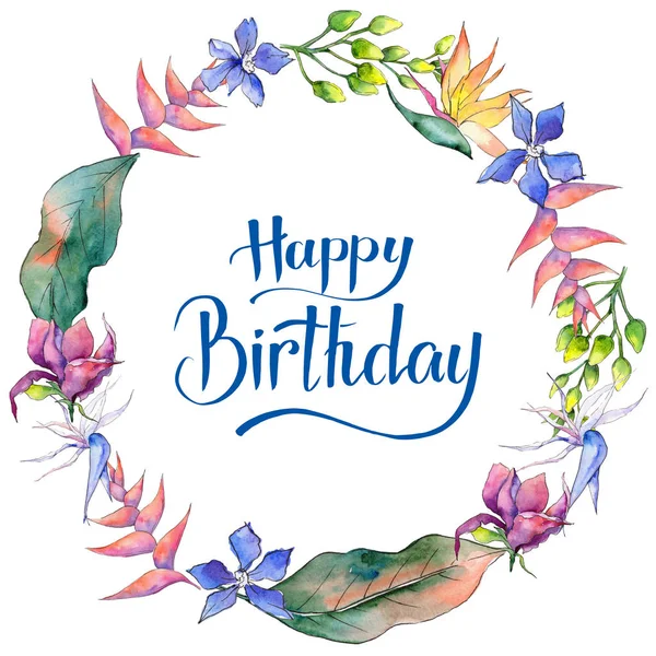 Tropikal Hawaii çelenk suluboya tarzında bırakır..