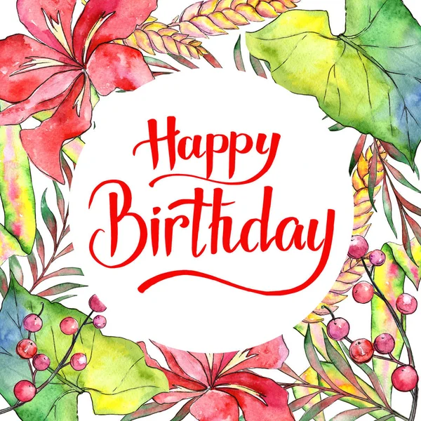 Tropikal bitki çerçeve suluboya tarzında.