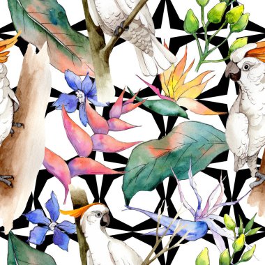 Tropikal Hawaii desen bir suluboya tarzında bırakır..