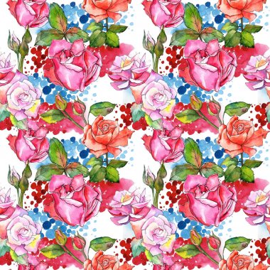 Kır çiçeği gül çiçek deseni suluboya tarzında.