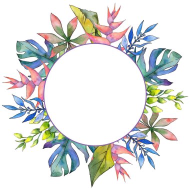 Tropikal Hawaii çerçeve bir suluboya tarzında bırakır..