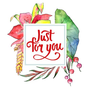 Tropikal bitki çerçeve suluboya tarzında.