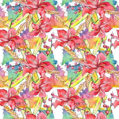 Tropikal bitki deseni suluboya tarzında.