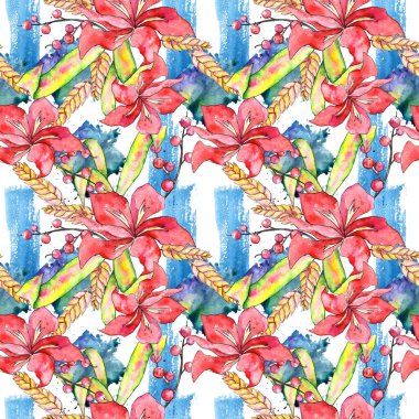 Tropikal bitki deseni suluboya tarzında.