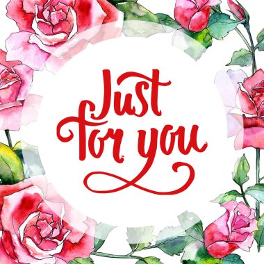 Kır çiçeği gül çiçek çerçeve suluboya tarzında.