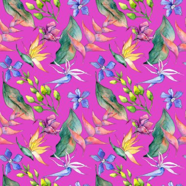 Tropikal Hawaii desen bir suluboya tarzında bırakır..