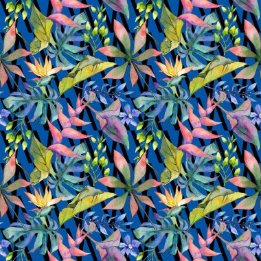 Tropikal Hawaii desen bir suluboya tarzında bırakır..