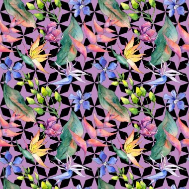 Tropikal Hawaii desen bir suluboya tarzında bırakır..