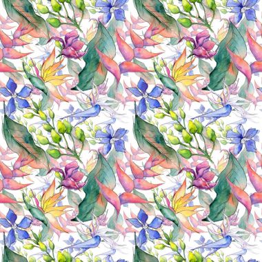 Tropikal Hawaii desen bir suluboya tarzında bırakır..