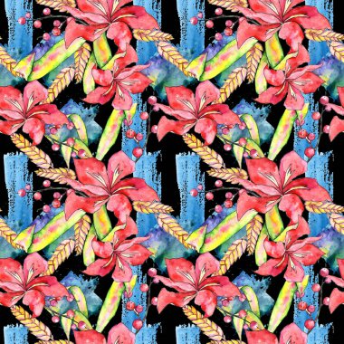 Tropikal bitki deseni suluboya tarzında.