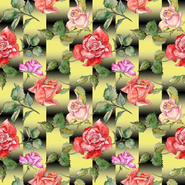 Kır çiçeği gül çiçek deseni suluboya tarzında.