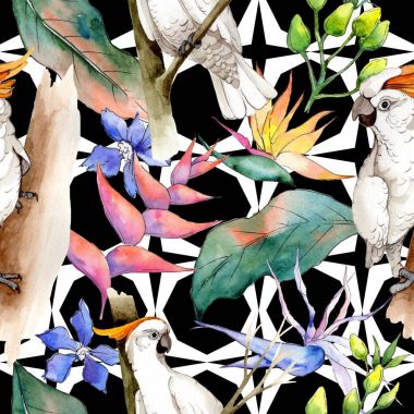 Tropikal Hawaii desen bir suluboya tarzında bırakır..