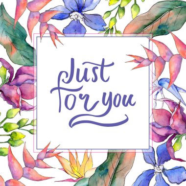 Tropikal Hawaii çerçeve bir suluboya tarzında bırakır..