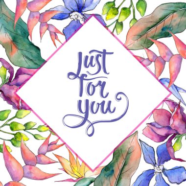 Tropikal Hawaii çerçeve bir suluboya tarzında bırakır..