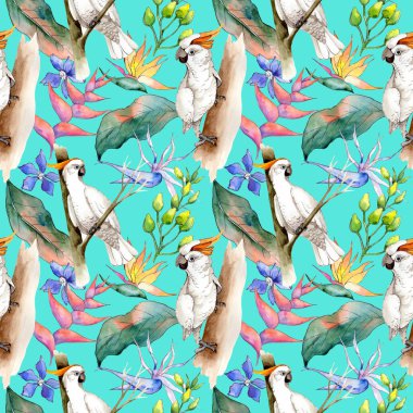 Tropikal Hawaii desen bir suluboya tarzında bırakır..