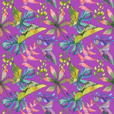 Tropikal Hawaii desen bir suluboya tarzında bırakır..