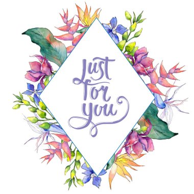 Tropikal Hawaii çerçeve bir suluboya tarzında bırakır..