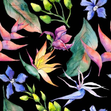 Tropikal Hawaii desen bir suluboya tarzında bırakır..