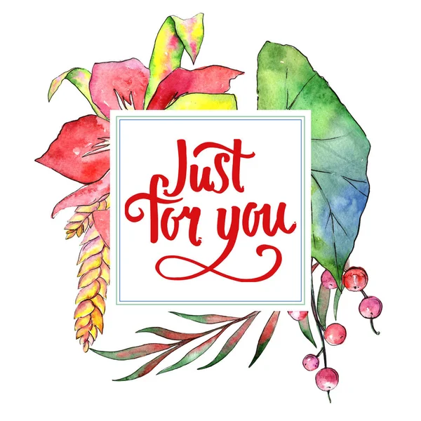 Tropikal bitki çerçeve suluboya tarzında.