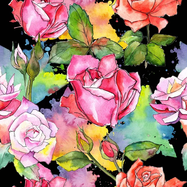 Kır çiçeği gül çiçek deseni suluboya tarzında.