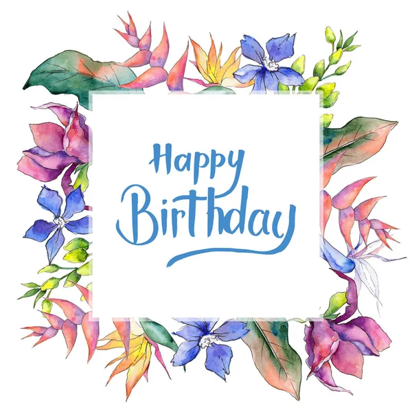 Tropikal Hawaii çerçeve bir suluboya tarzında bırakır..