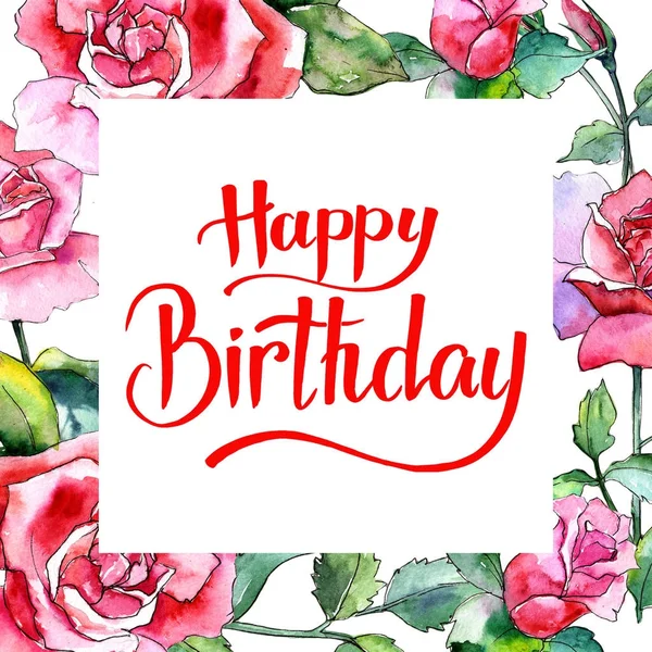 Kır çiçeği gül çiçek çerçeve suluboya tarzında.