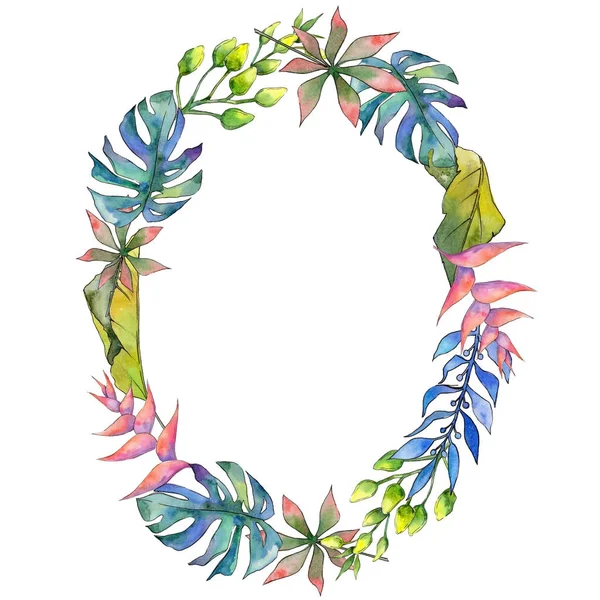 Tropikal Hawaii çelenk suluboya tarzında bırakır..