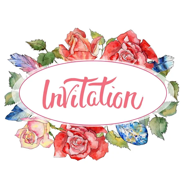 Kır çiçeği gül çiçek çerçeve suluboya tarzında.