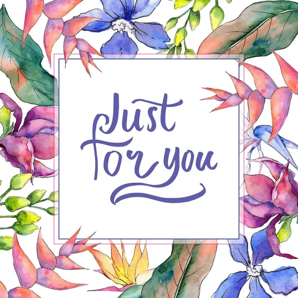 Tropikal Hawaii çerçeve bir suluboya tarzında bırakır..