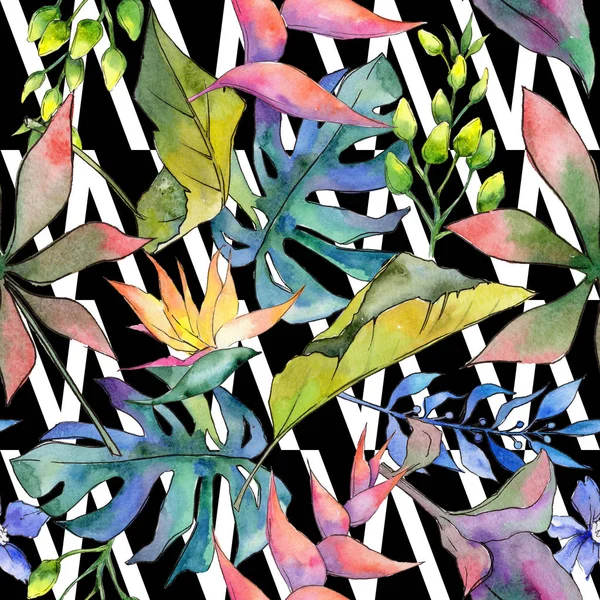 Tropikal Hawaii desen bir suluboya tarzında bırakır..