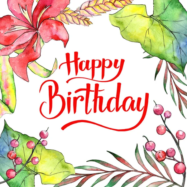 Tropikal bitki çerçeve suluboya tarzında.