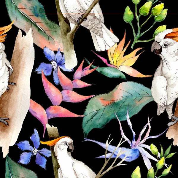 Tropikal Hawaii desen bir suluboya tarzında bırakır..