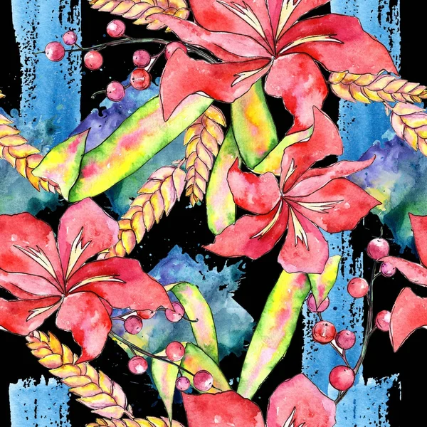 Tropical plant pattern in a watercolor style.