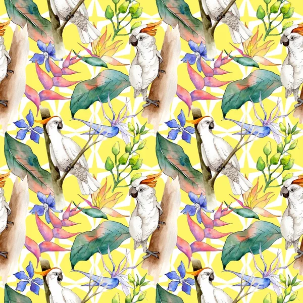 Tropikal Hawaii desen bir suluboya tarzında bırakır..