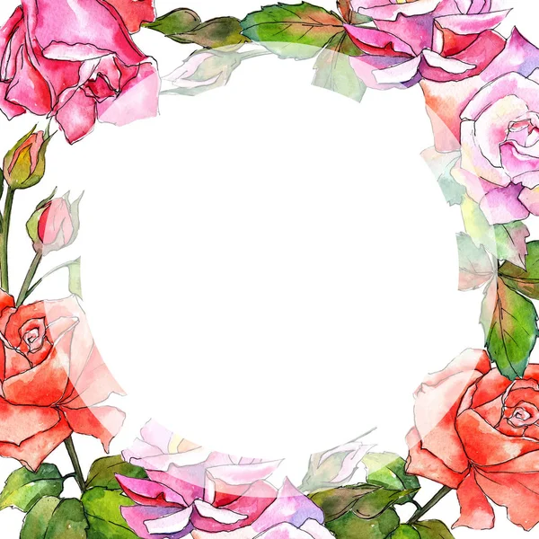 Flor silvestre rosa marco de flores en un estilo de acuarela . — Foto de Stock