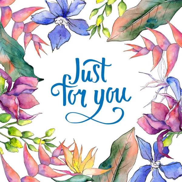 Tropikal Hawaii çerçeve bir suluboya tarzında bırakır..