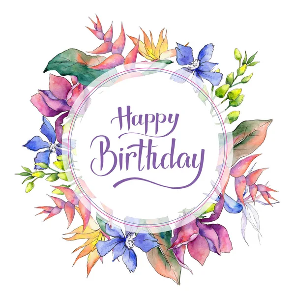 Tropikal Hawaii çerçeve bir suluboya tarzında bırakır..