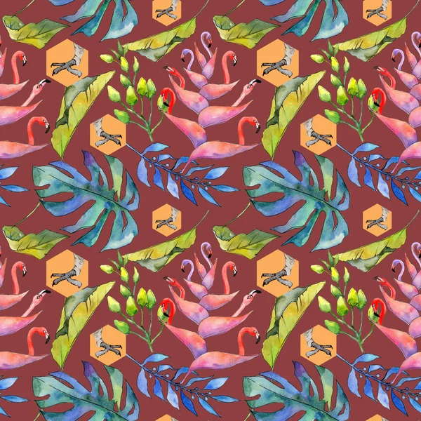 Tropikal Hawaii desen bir suluboya tarzında bırakır..