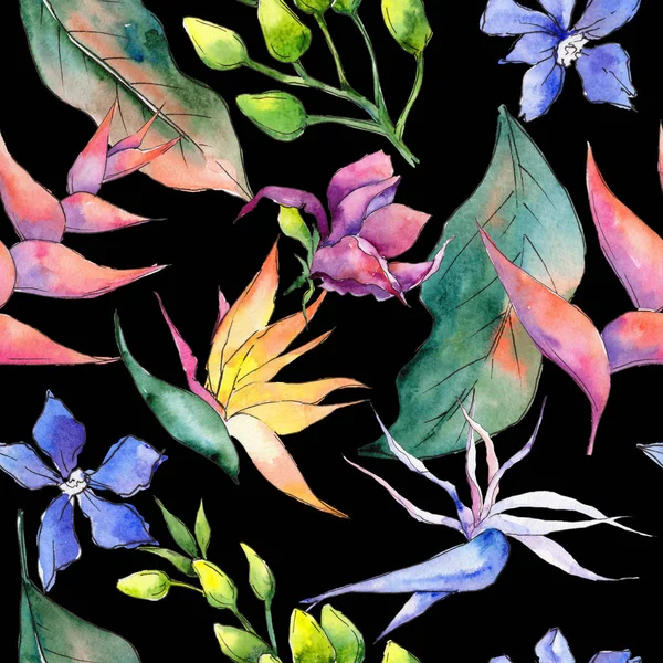 Tropikal Hawaii desen bir suluboya tarzında bırakır..