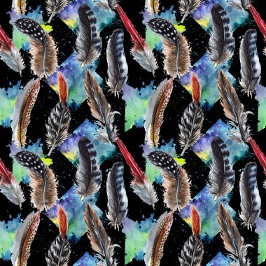 Suluboya kuş tüyü desen Wing.