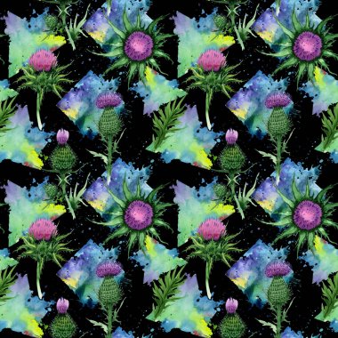 Kır çiçeği budyak çiçek deseni suluboya tarzında.