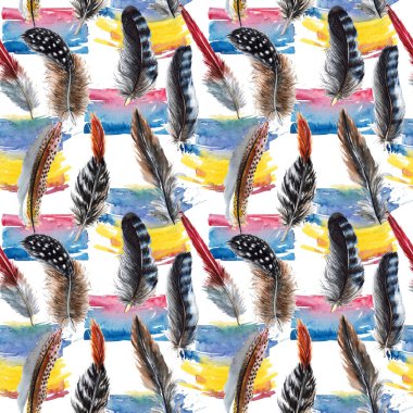 Suluboya kuş tüyü desen Wing.