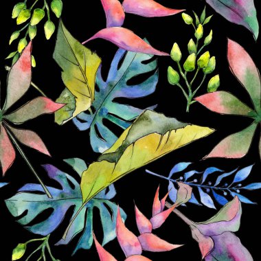 Tropikal Hawaii desen bir suluboya tarzında bırakır..