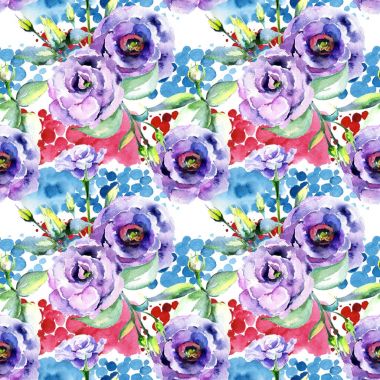 Kır çiçeği eustoma çiçek deseni suluboya tarzında.