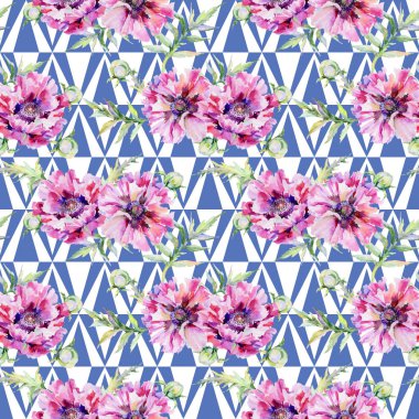 Kır çiçeği haşhaş çiçek deseni suluboya tarzında.