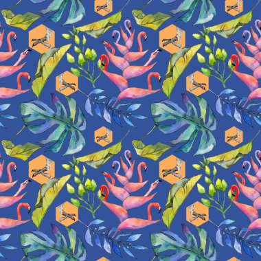 Tropikal Hawaii desen bir suluboya tarzında bırakır..