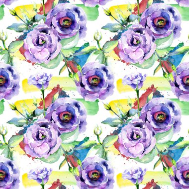 Kır çiçeği eustoma çiçek deseni suluboya tarzında.